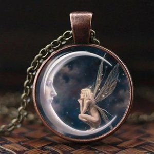 NEW!! Angel accent dark bronze pendant necklace